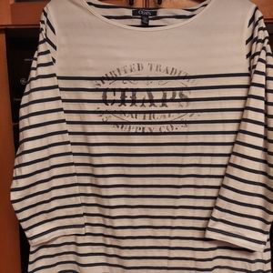 Chaps nautical blue striped top xl